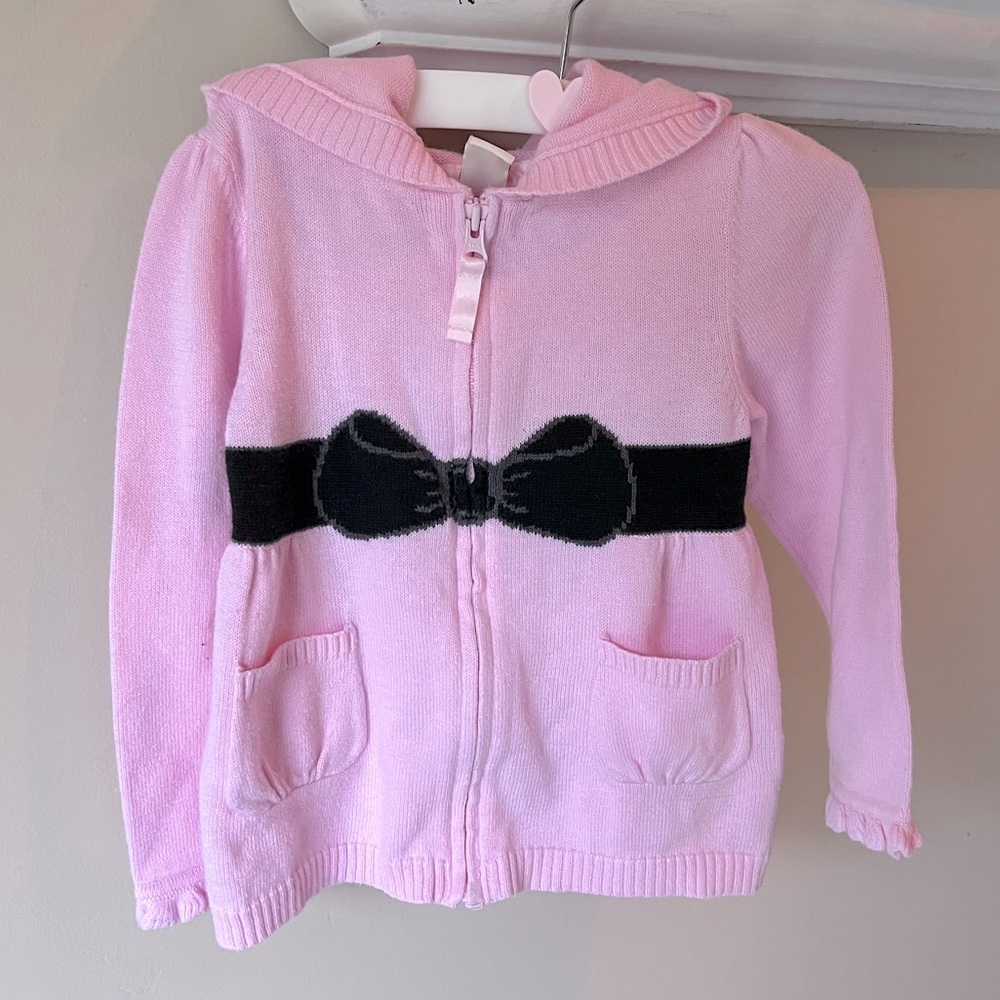 Sweet Ivy 24 mos Pink Zip up Hoodie with Black Bow